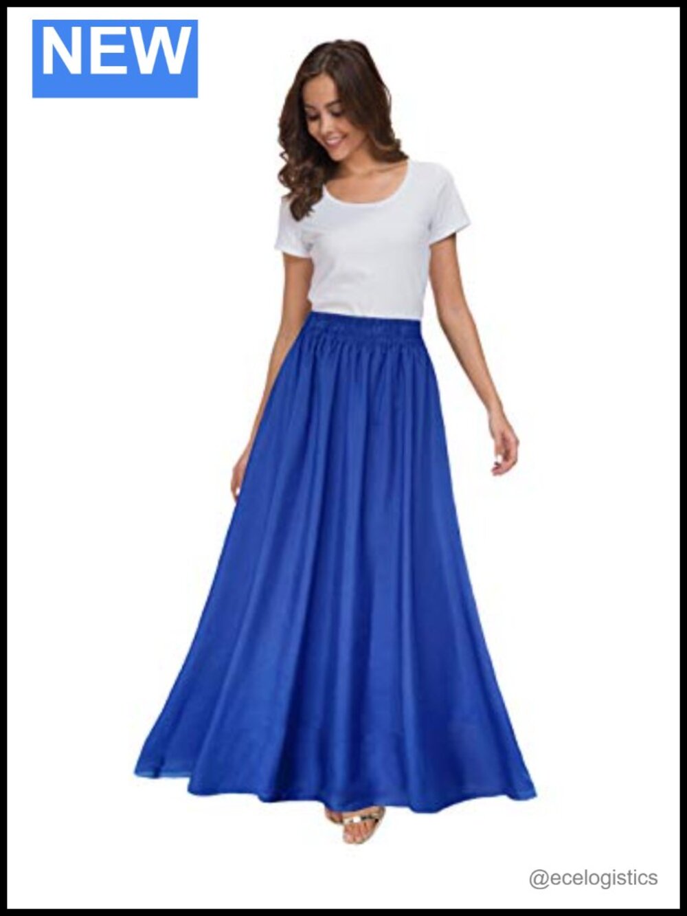 Chiffon Retro Maxi Skirt Vintage Ankle-Length Flowy Elastic Waist